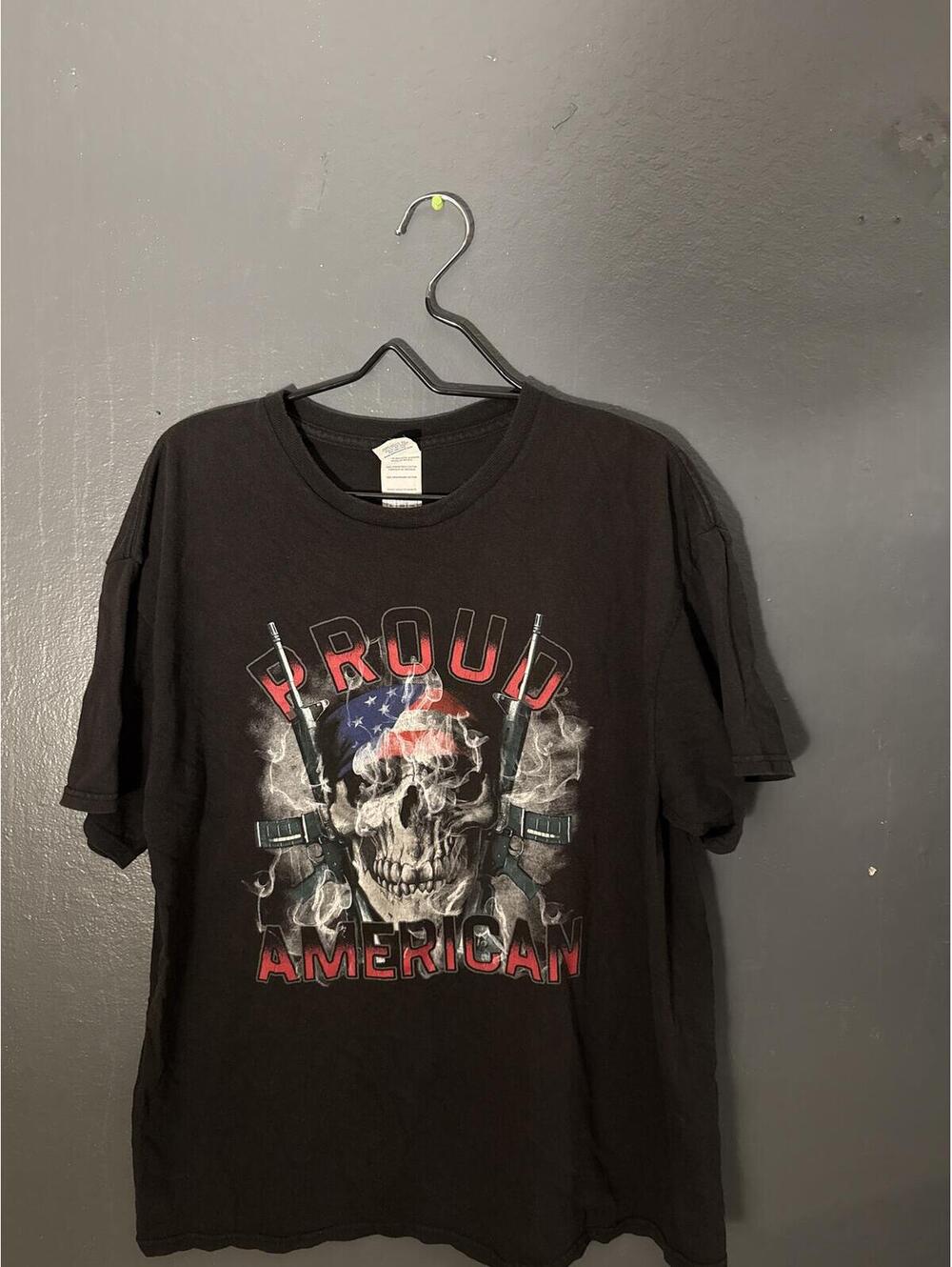 Black XL Proud American Skull Graphic T-Shirt